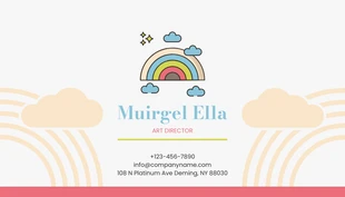 Free  Template: Light Grey And  Red Simple Illustration Cute Rainbow Personal Business Card