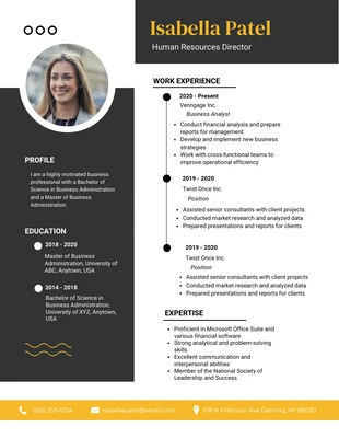 premium  Template: White Black Professional Business HR Resume Template