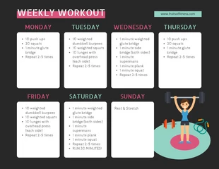 Free  Template: Dark Illustrated Weekly Workout Schedule