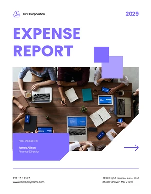 Free  Template: White Purple Expense Report Template