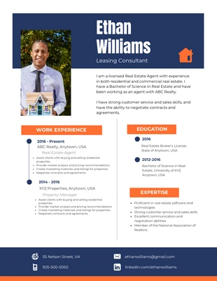 Free  Template: Leasing Consultant Real Estate Resume Template