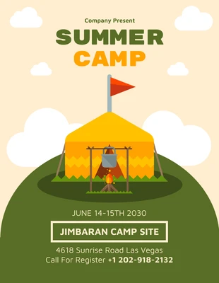 Free  Template: Illustration Summer Camp Flyer Template