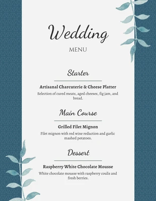 premium  Template: Blue And Beige Minimalist Wedding Menu