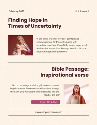 Free  Template: Elegant Maroon Monthly Church Newsletter Template