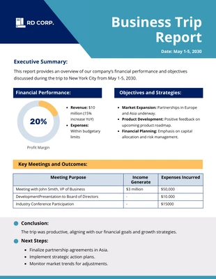 premium  Template: Business Trip Report Template