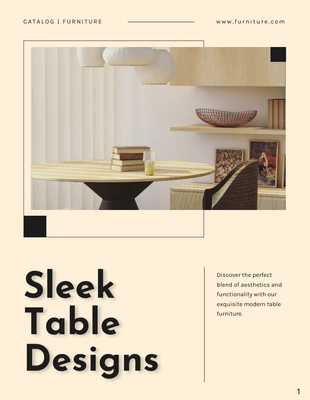 Free  Template: Sleek Table Designs Catalog Template