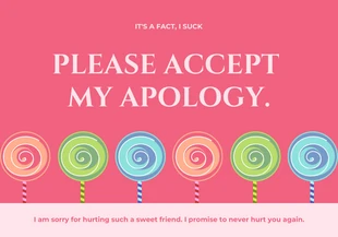 Free  Template: Pink Simple Lollipop Apology Card