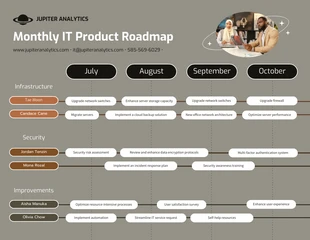 Free  Template: Neutral Contemporary IT Monthly Roadmap Template