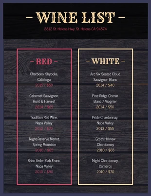 premium  Template: Dark Wine List