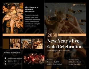 Free  Template: New Year's Eve Gala Half-Fold Brochure Template