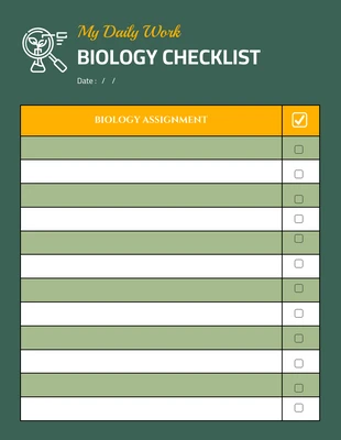 Free  Template: Illustration Daily Work Biology Checklist Template