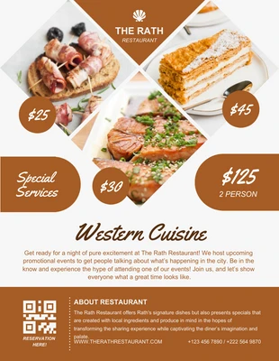 Free  Template: Western Cuisine Restaurant Menu Flyer Template