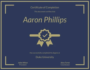 Free  Template: Navy Vintage University Certificate of Completion Template