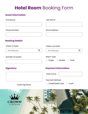 premium interactive Template: Modern Purple and Picture Background Booking Form