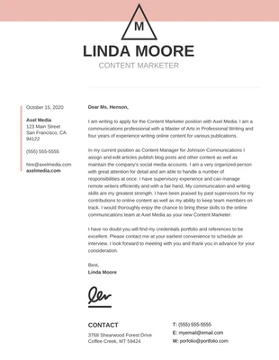 Free  Template: Symbol Modern Creative Cover Letter Template