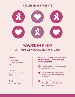 Free accessible Template: A4 Breast Cancer Nonprofit Event Poster