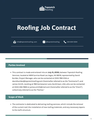 business  Template: Roofing Job Contract Template