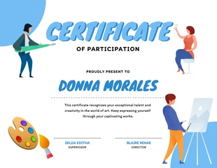 Free  Template: White Blue Illustration Certificate of Participation Template