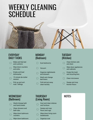 Free  Template: Photo Weekly Cleaning Schedule Checklist Template