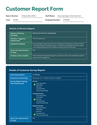 Free  Template: Service Report Template