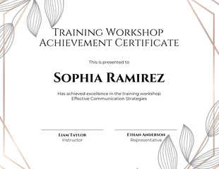 premium  Template: White Floral Workshop Training Achievement Certificate Template