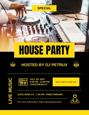 Free  Template: DJ House Party Flyer Template