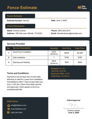 Free  Template: Fence Estimate Template