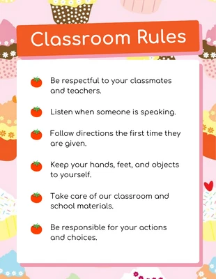 Free  Template: Pink Playful Classroom Rules Poster