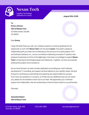 premium  Template: Simple Purple White IT and Software Letterhead