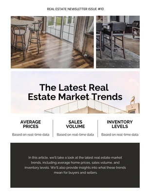 Free  Template: Modern White Black Real Estate Newsletter Template