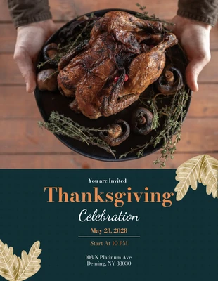 Free  Template: Green Thanksgiving Celebration Invitation