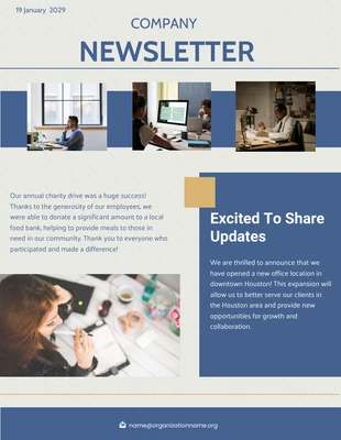 Free  Template: Blue Modern Company Newsletter Template