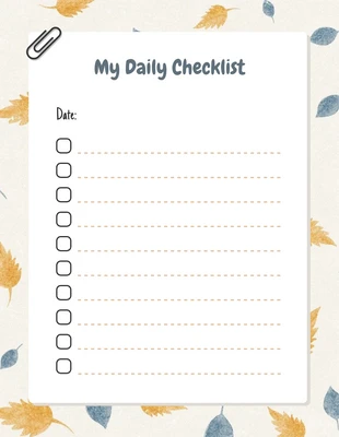 Free  Template: Beige Floral My Daily Activities Checklist Template