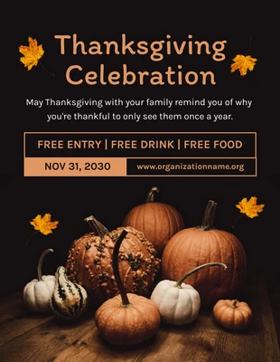 Free  Template: Black And Orange Minimalist Thanksgiving Celebration Poster