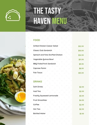 Free  Template: White And Green Minimalist Lunch Menu