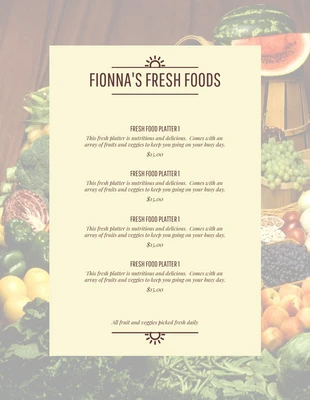 Free  Template: Fresh Foods Menu