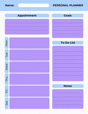 Free  Template: Personal Schedule Planner Template