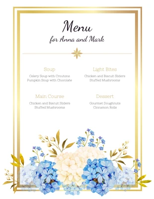 premium  Template: Golden Floral Wedding Menu