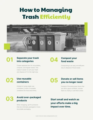 Free  Template: Soft Green Managing Trash Tips Poster