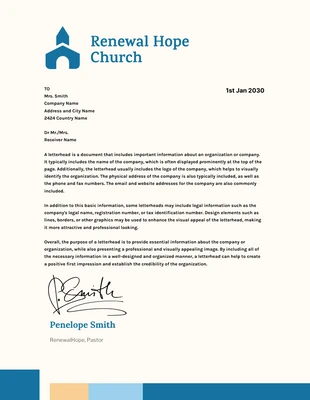 Free  Template: Broken White Modern Colorful Church Letterhead Template