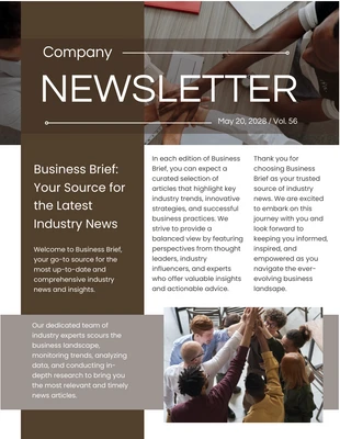 Free  Template: Brown White Company Newsletter Template