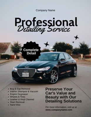 Free  Template: Simple Professional Car Detailing Service Flyer Template