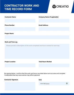 Free  Template: Jacksons Purple Construction Form Template