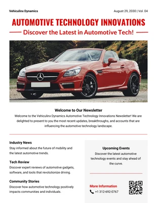 business  Template: Automotive Technology Newsletter Template