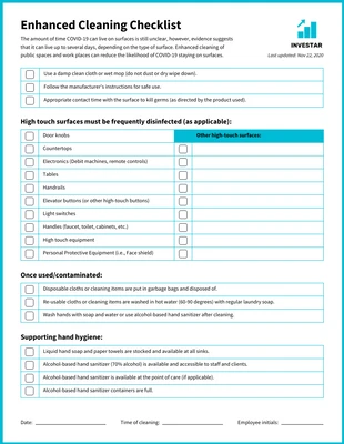 premium interactive Template: Cleaning Protocol Job Aid Checklist Template