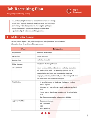 premium  Template: Red Recruiting Plan Template