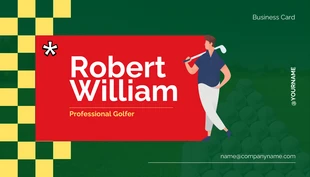 Free  Template: Green and Red Professional Golfer Business Card