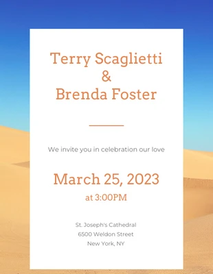 Free  Template: Desert Photo Wedding Invitation