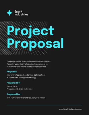 premium  Template: Black & Blue Neon Simple Project Proposal Template