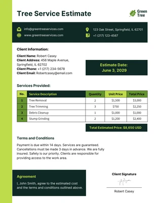 business  Template: Tree Service Estimate Template